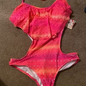 OP Large Pink and Orange One Piece Bathing Suit